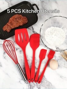 5 Pcs Silicone Spatula,Non-Stick Silicone Kitchen Cooking Utensils Rubber Spatula Set, Kitchen Spatula Cookware Utensils, Heat Resistant Silicone Kitchen Gadgets - Multicolor - View 10