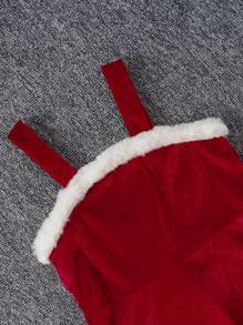 2 件套年轻女孩羊毛纯色长袖夹克和红色吊带羊毛连衣裙，适合派对、秋冬季时尚 - 彩色 - 查看 6