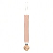 1pc Baby Crinkle Fabric Pacifier Clip And 3-Hole Wooden Pacifier Clip, Fashionable Print Design Suitable For Everyday Use