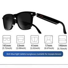 SENBONO New Intelligent Glasses, Sunglasses With Music/Call/Remote Camera Control/Blue Light Blocking Function, Suitable For Prescription Lenses, 168 Hours Long Standby Time, Unisex Fashionable Multi-Functional Sunglasses - Black - View 9