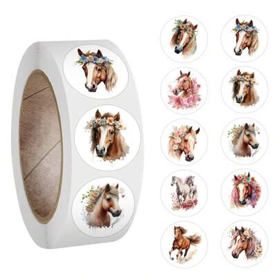 500pcs Tape Stickers - Floral Horse Stickers Roll Vinyl Stickers Scrapbook, Journaling, Laptop, Bumper, Skateboard, Water Bottles, Computer, Phone, Cartoon Anime,Horse,Horse Stickers,Horse Riding,Horse Riding,Horse Stickers,Horse Scrapbook Supplies Funny Stickers Laptop Stickers Kindle Phone Stickers