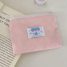 Bolsa de almacenamiento reversible de terciopelo con cremallera y lazo de encaje, estilo dulce para niñas, monedero pequeño, llavero de color rosa pálido con adorno para cartera de mujer, monedero mini