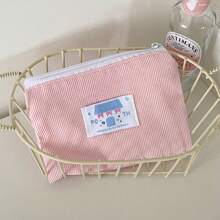 Bolsa de almacenamiento reversible de terciopelo con cremallera y lazo de encaje, estilo dulce para niñas, monedero pequeño, llavero de color rosa pálido con adorno para cartera de mujer, monedero mini