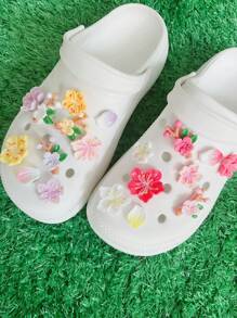 19 件彩绘花瓣和树枝春天樱花迷人多功能 DIY 可拆卸鞋饰适用于镂空木屐、装饰