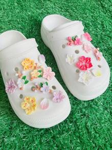 19 件彩绘花瓣和树枝春天樱花迷人多功能 DIY 可拆卸鞋饰适用于镂空木屐、装饰