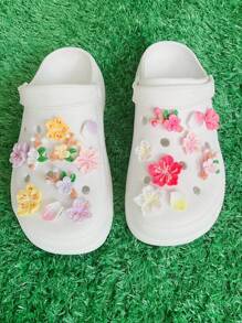 19 件彩绘花瓣和树枝春天樱花迷人多功能 DIY 可拆卸鞋饰适用于镂空木屐、装饰