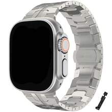 Brazalete de acero inoxidable compatible con correa de Apple Watch de 46 mm, 38 mm, 45 mm, 41 mm, 49 mm, 44 mm, 40 mm, 42 mm para Apple Watch Ultra 10, 9, 8, 7, SE, 6, 5, 4, 3, 2, 1