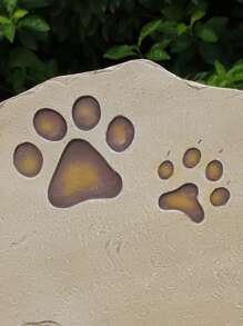 jinhuoba 1pc Pet Memorial Stone, Customized Brown Dog/Cat Paw Print Gravestone, Indoor/Outdoor Remembrance Marker For Lost Pets