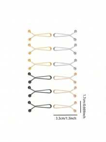 12pcs/Set Style Hijab/Scarf Clips Women Brooch - Black - View 3