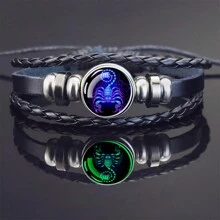 1pc Glow In The Dark 12 Zodiac Sign Braided Multilayer Bracelet, Unisex - style - View 12