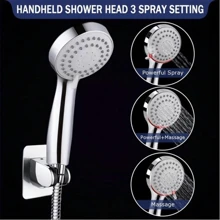 8-Inch Shower Head, High-Pressure Rainwater Shower Head And Handheld Shower Head Combination, With 60 Inch Hose, Adjustable Height/Angle Extension Arm, Multi-Functional Shower Head With 3 Modes, Bathroom Accessories (Silver) Home Bathroom Decor Summer - Silver - View 3
