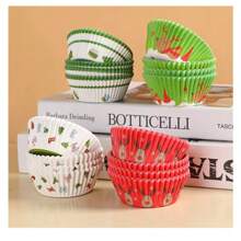 200 piezas/set de capacillos para cupcakes con tema navideño, tazas de papel resistente al calor para muffins con estampados de dibujos animados, tazas de hornear pasteles antiadherentes, decoraciones navideñas, decoraciones navideñas, regalos navideños, artículos para fiestas navideñas - Multicolor - Ver 6