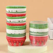 200 piezas/set de capacillos para cupcakes con tema navideño, tazas de papel resistente al calor para muffins con estampados de dibujos animados, tazas de hornear pasteles antiadherentes, decoraciones navideñas, decoraciones navideñas, regalos navideños, artículos para fiestas navideñas - Multicolor - Ver 4