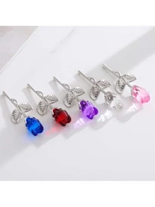 1 件水晶玻璃玫瑰花，人造金属花瓣装饰，办公桌装饰，万圣节婚礼派对情人节礼物，情人节，礼物