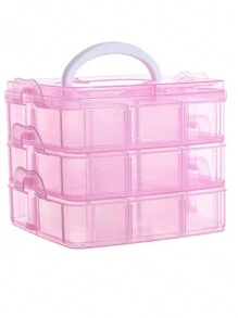 1 个可拆卸 3 层透明塑料收纳盒，可用于化妆品、珠宝、玩具、袜子等，带手柄，圣诞礼物 - 無色 - 查看 11