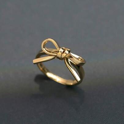 1pc Simple Elegant Bowknot Decor Ring, Suitable For Daily Wear, Gift For Women Valentines