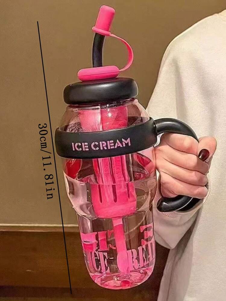 1pc Large Capacity Plastic Drink Pitcher, Summer Stylish Ice Cup With Straw & Tea Strainer For Women - Multicolor - View 5
