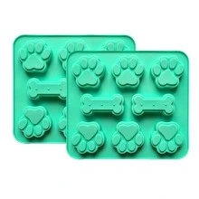 1 件硅胶烘焙模具、狗零食模具、可爱小狗爪子和骨头二合一硅胶模具、8 腔冰块托盘、冷冻模具、宠物猫狗爪巧克力模具、用于烘焙巧克力、糖果、果冻、冰淇淋、冰块、狗零食的烘焙托盘、返校