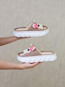 Pantufla chango antideslizantes con suela gruesa, ideal para cualquier estación del año. - Blanco y Negro - Ver 3