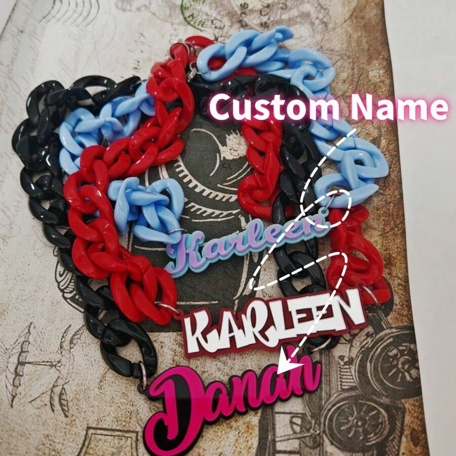 Phong cách Punk cá nhân Lớp cắt Laser Acrylic Tên Mặt dây chuyền Vòng cổ, Quà tặng trang sức dự tiệc - Vòng cổ hip hop acrylic - Xem 1