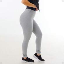 Women's Cotton Leggings High Waist Adult Trousers - Xám - Xem 3