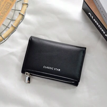 时尚简约INS拉链三折钱包短款女士批发大容量卡包零钱包女士小钱包钱包钱夹小钱包