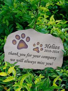 jinhuoba 1pc Pet Memorial Stone, Customized Brown Dog/Cat Paw Print Gravestone, Indoor/Outdoor Remembrance Marker For Lost Pets
