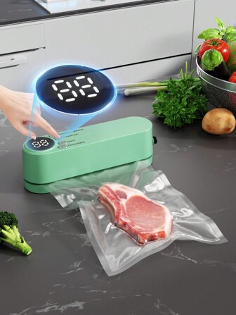 1pc 1200mAh Cordless Rechargeable Portable Vacuum Sealer Machine, For Dry/Wet Food Storage And Vacuum Sealing, With 4.7-Inch Heating Sealing Strip, Convenient To Carry. Suitable For Restaurants, Kitchens, Fitness, Preserving Fresher Foods