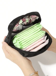 多功能卫生巾收纳袋，小方袋，日式甜美灯芯绒方形化妆洗漱包，基础款卫生巾收纳袋，便携大容量简约风格收纳袋，可收纳卫生巾、卫生棉条和卫生巾（L1尼龙系列），化妆包，旅行学习用品，旅行必备化妆包，假日必备化妆包，化妆包，化妆袋，化妆品收纳盒，假日，2024冬季，化妆品收纳盒，化妆品收纳，返校用品 - 彩色 - 查看 2