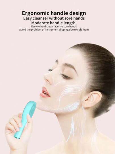 1pc Silicone Electric Facial Cleansing Brush, Skin Massager, Pore Cleaner For Home Use