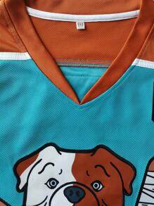 Maglietta a maniche lunghe stile boyfriend da uomo, con numero 69, con scollo a V, ricamo e cucitura, ideale per partite di hockey e occasioni casual
