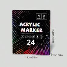 12/24/36 Colors Dual-Tip Acrylic Marker Pens, Round Tip - 24 Colors - View 2