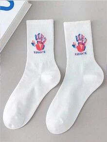7 pares de calcetines estampados para niñas, niños, adolescentes, calcetines largos deportivos casuales blancos, aptos para primavera, otoño y todas las temporadas - Multicolor - Ver 3