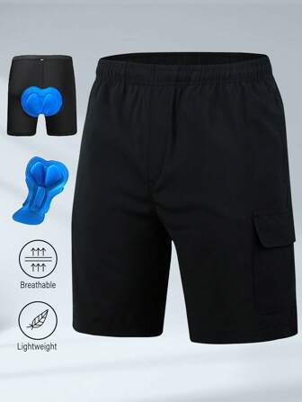 BEROY Men's Mountain Bike Shorts 3D Padded Loose-Fit Riding Biking Cycling MTB Shorts Baggy Lightweight Bicycle Biker 2 In 1 Shorts Zipper Pockets