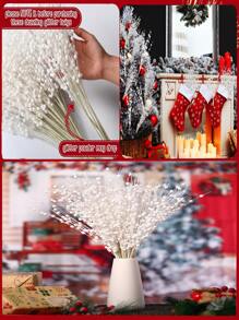 10 cây thông Noel nhân tạo màu vàng hồng quả mọng trang trí 43cm kim sa lấp lánh quả mọng đỏ trang trí cây thông Noel vòng hoa Giáng sinh năm mới, Giáng sinh - Nhiều màu - Xem 6