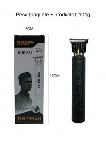 Maquina Trimer,cortapelos eléctrico vintage con cuchilla en T, máquina recortadora de barba portátil recargable e inalámbrica para cortar y afeitar el cabello, regalo de vacaciones y Día del Padre - Negro - Ver 8