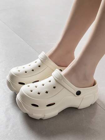 Summer 2024 Women'S Fashion Clogs - Comfortable, Non-Slip Thick Sole Beach Sandals With Round Toe & Back Strap, Solid Color Eva Material Shoes For Women Summer Outfits For Women