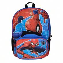 Marvel Backpack 16" & Insulated Lunch Bag Detachable 2-Pcs  Boys Blue - Đỏ - Xem 2