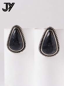 1 Pair Asymmetrical Geometric Teardrop & Circle Minimalist Multi-Color Turquoise Stud Earrings - Geometry - View 14