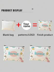 新款化妆包，定制照片化妆包，可根据您的独特设计进行定制，轻质防水帆布拉链化妆包也非常适合零钱包、铅笔盒，非常适合购物、约会、度假、旅行、节日、派对或作为返校礼品店 - 彩色 - 查看 4