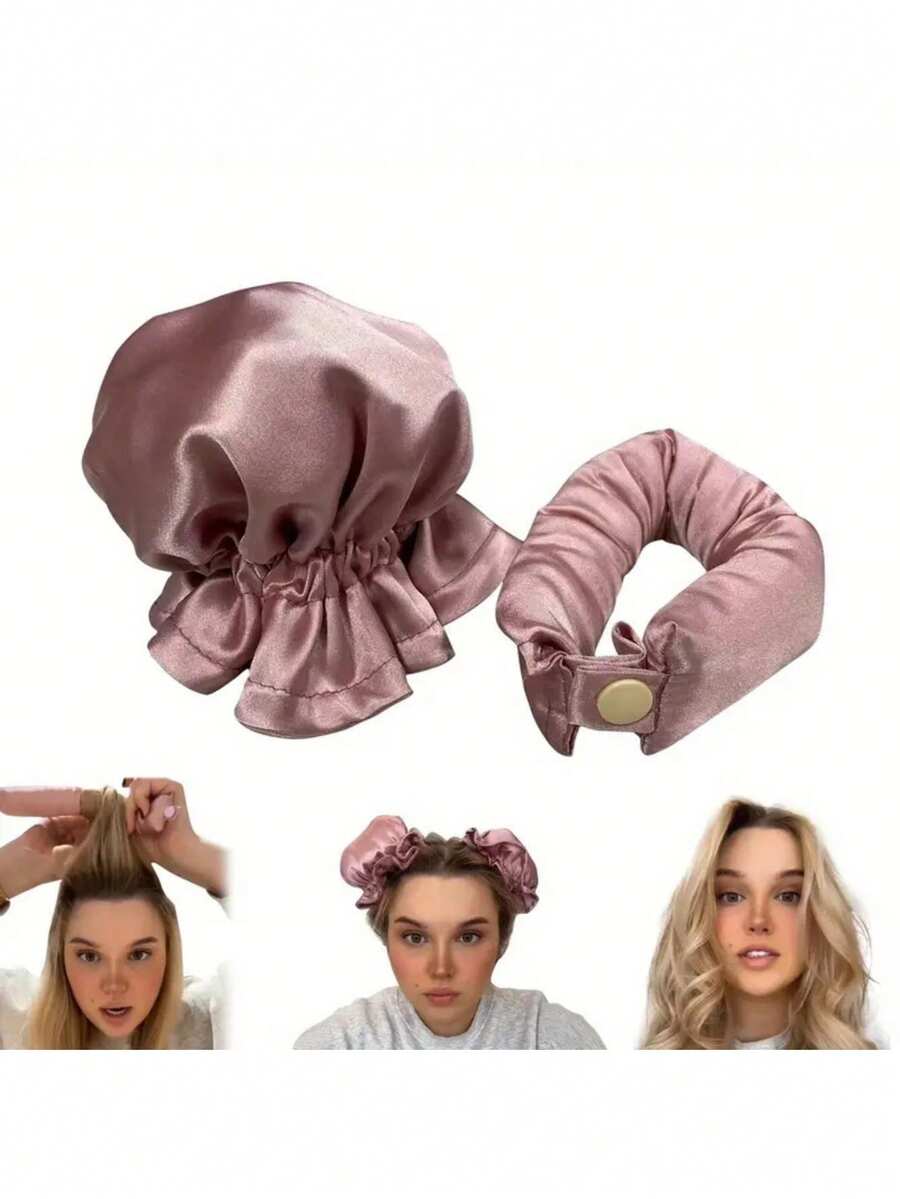 2 piezas/Set Plancha rizadora sin calor + Set de gorra rizada, rizador de cabello grande y ondulado para dormir, plancha rizada DIY, sujetador de cabello sin arrugas, sujetador de cabello sin daños - Apto para todos los tipos de cabello, regalo para mamá, novia - Multicolor - Ver 1
