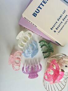 1PC, Kẹp tóc nhựa dài vừa phải dành cho phụ nữ Pháp, Kẹp chống trượt họa tiết vỏ thủ công (Màu be ngọc trai), Phụ kiện tóc dài xoăn và gợn sóng - màu trắng sữa - Xem 8