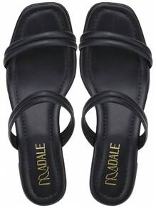 Kit 4 Pares Sandália Feminina Tamanco Salto Médio Tiras - Preto - Visão 4