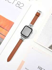 1 pieza Correa de reloj para mujer, compatible con correas para Apple Watch Ultra/SE/8/7/6/5/4/3/2/1, diseño de cintura delgada, tallas 38/40/41/42/44/45/49mm - marrón+plata - Ver 4