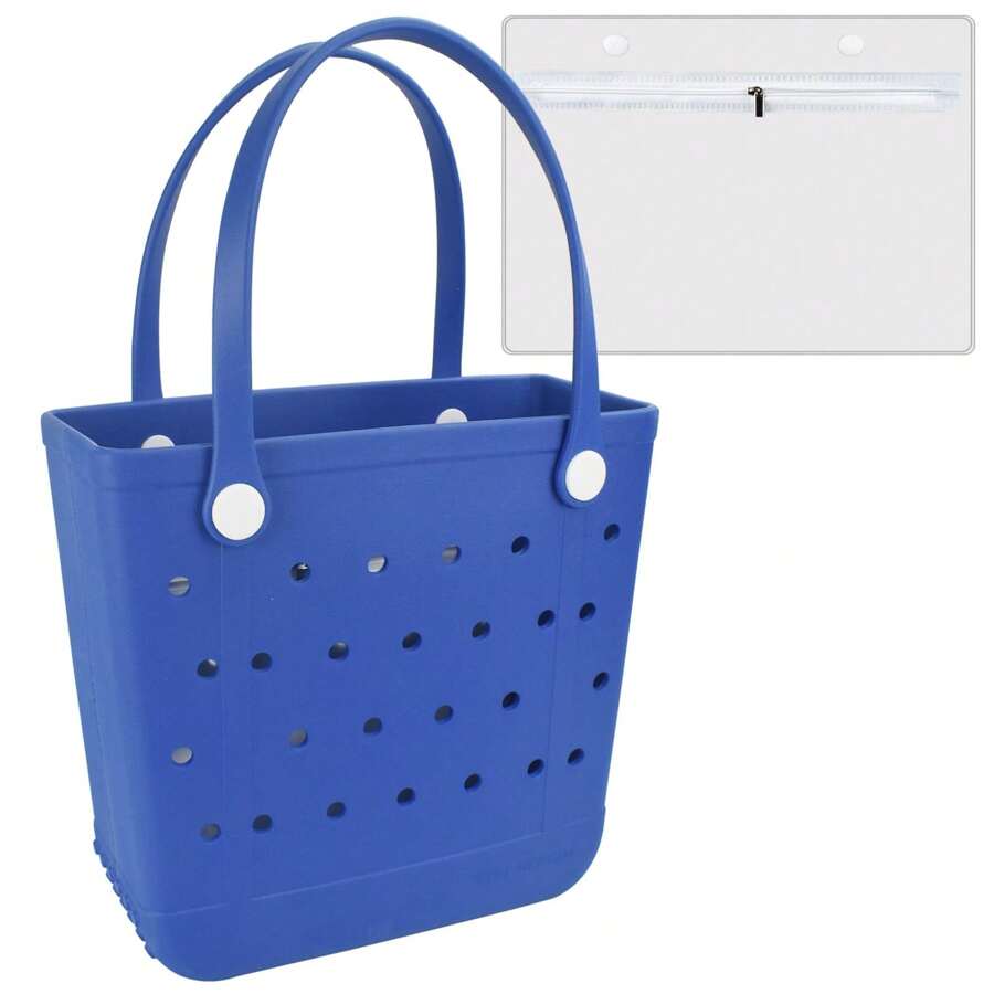 Beach Bag Rubber Tote Bag, Travel Tote Bag Waterproof Sandproof For Boat Pool Camping, Travel Camping Beach Handbag - Royal Blue - View 1