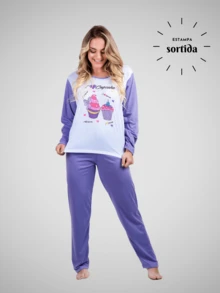 Kit 4 Long Comfort Pajamas Day To Day Night Line Colorful Long Sleeve Long Pants Women's Fashion - Nhiều màu - Xem 6