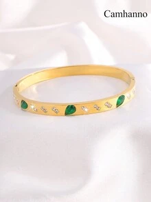 Camhanno 1 件创新时尚中性不锈钢水滴钻石手链适合送给女朋友的礼物 - 金色 - 查看 4