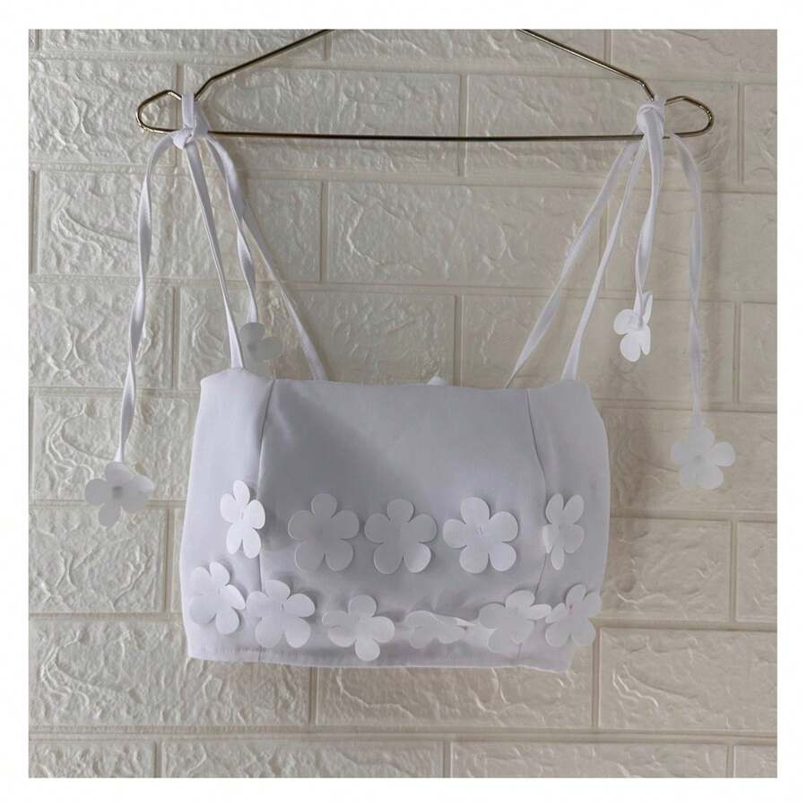 Cropped Alfaitaria Cut Out Flowers Summer 2025 - Blanco - Ver 1