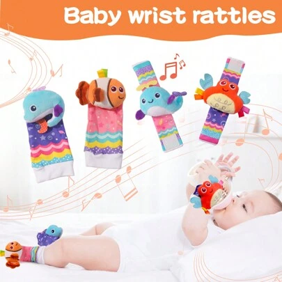Baby Rattle Socks, Colorful Decorative Bracelet Wrist Rattle Shaking Toys, Easter Gift