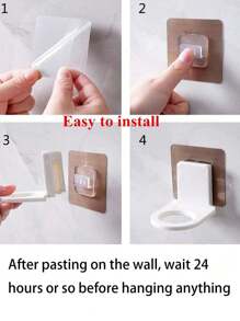 1件/2件/4件/6件沐浴露瓶架挂钩壁挂式吸盘洗发水架，款式随机，圣诞节/情人节浴室配件 - 白色 - 查看 4